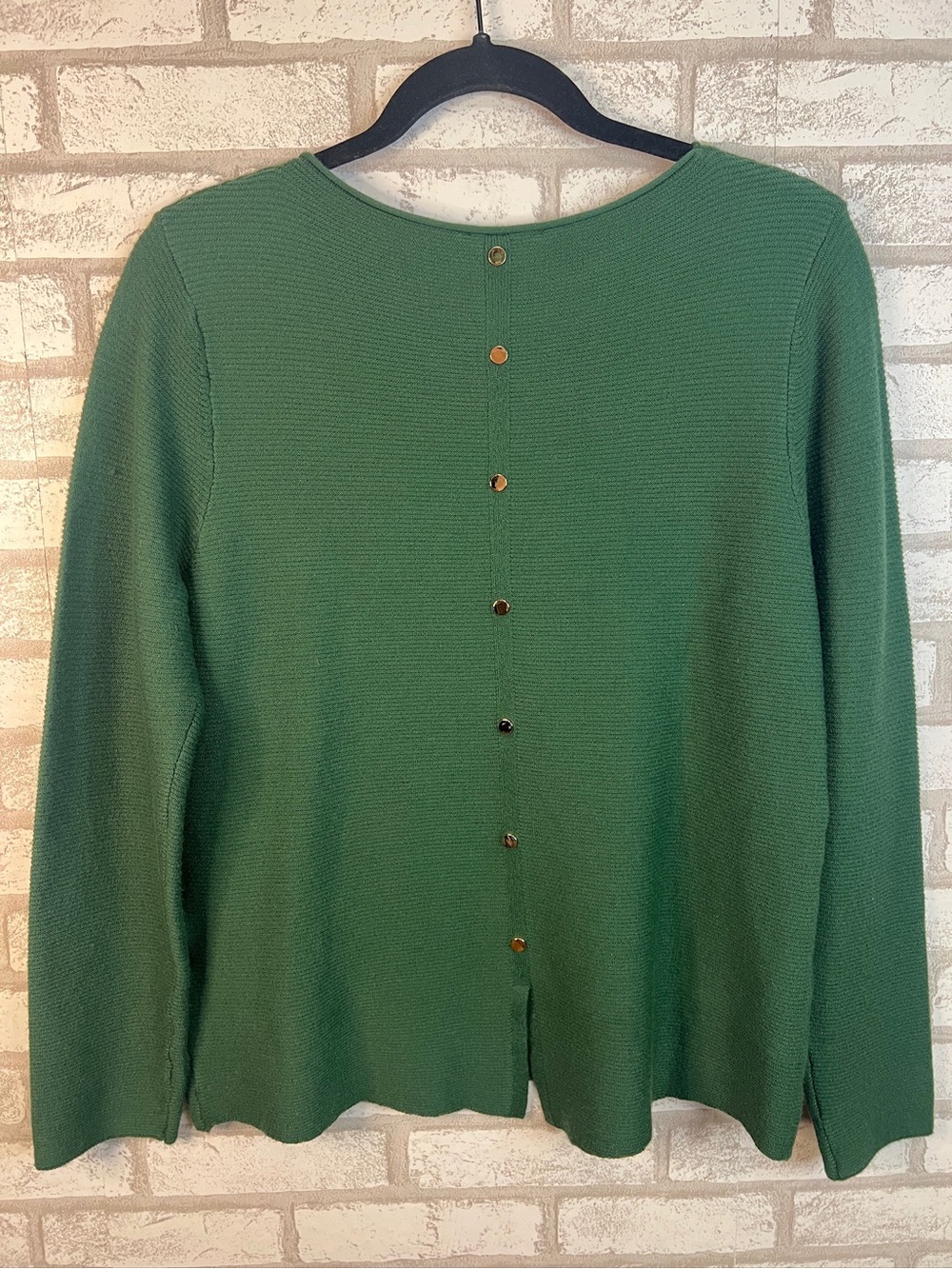 Milano Forest Green Crewneck Textured Knit Sweater - Picture 2 of 7